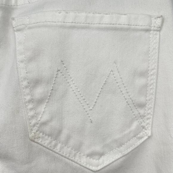 Mother The Looker Crop in Glass Slipper Mid-Rise White Jeans Women's 25 - Picture 6 of 11
